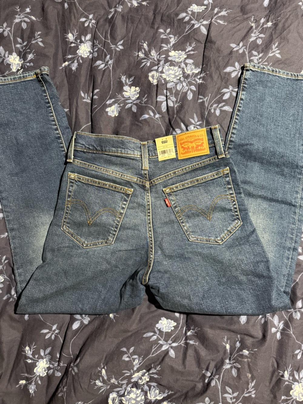 Levi's women’s Dark Blue Wedgie Straight Jeans with Signature Back Pockets